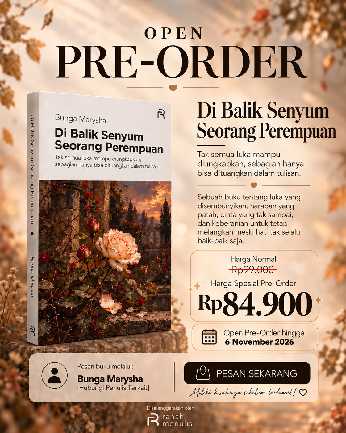 Poster pre-order buku karya Bunga Marysha